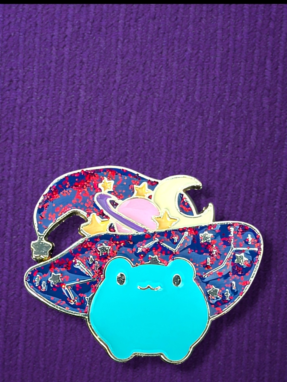 Frog Witch in a Fabulous Hat Enamel Pin - Cute Halloween Accessory